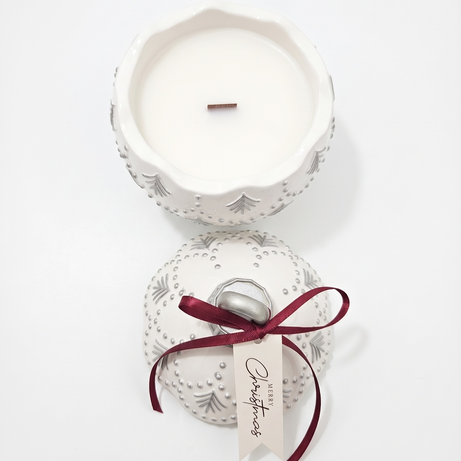 Свещ Christmas Bauble Enchanted MINI - Бяла / Сребърна / Зимно вълшебство / MINI