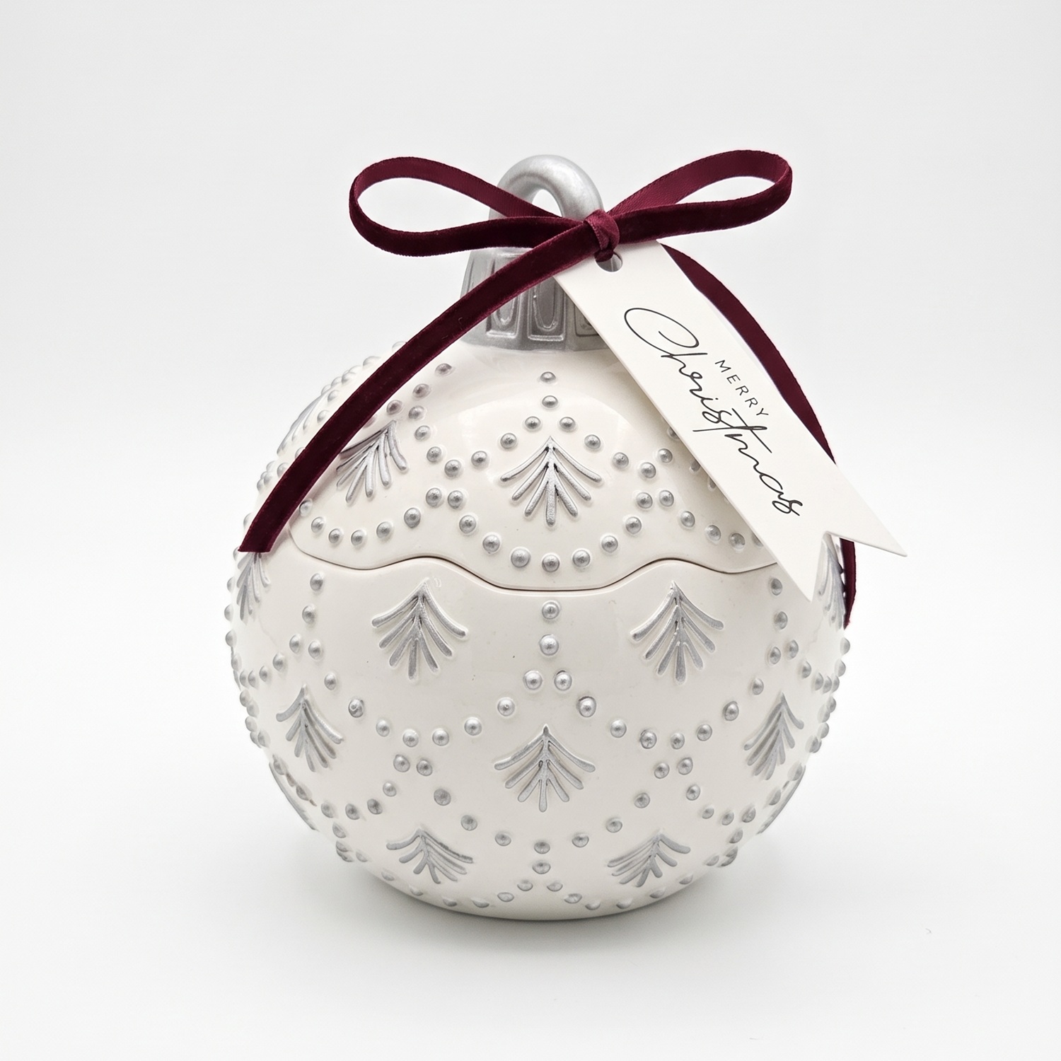 Свещ Christmas Bauble Enchanted MINI - Бяла / Сребърна / Зимно вълшебство / MINI