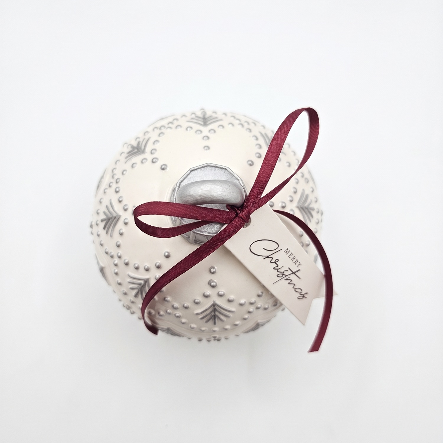 Свещ Christmas Bauble Enchanted MINI - Бяла / Сребърна / Зимно вълшебство / MINI