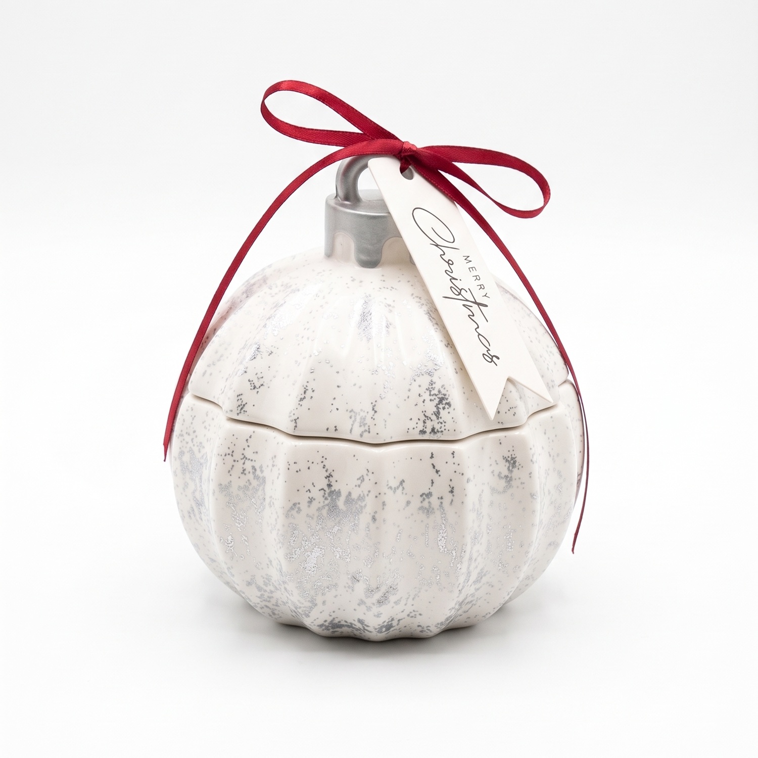 Свещ Christmas Bauble Glitter MINI - Бяла / Сребърна / Зимна магия