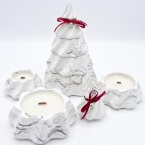 Свещ Christmas Tree - Бяла / Сребърна / Зимно вълшебство, Меденки, Коледни сладки